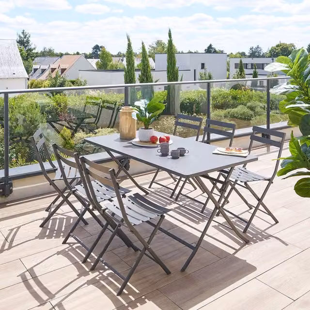 Mesa de jardín rectangular plegable Hesperide Greensboro para 6 personas en acero gris mate An/P/Al: 110 x 70 x 71 cm