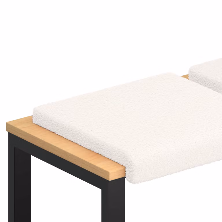 Set de 2 cojines para banco vidaXL en tela Sherpa color beige y blanco con base antideslizante y Profundidad: 35 cm