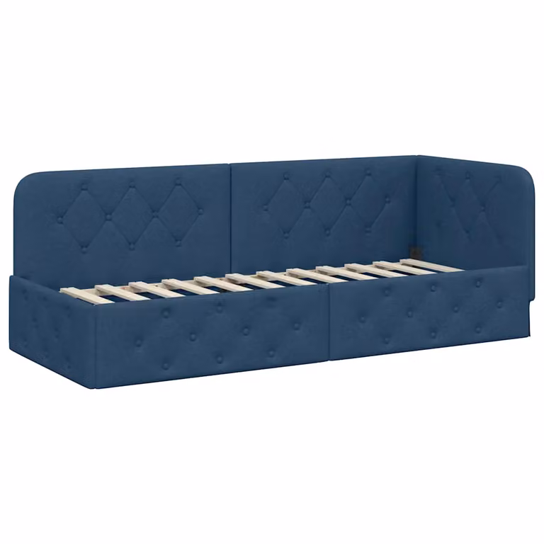 Estructura de cama de esquina moderna vidaXL tapizada en tela azul de 80 x 200 cm