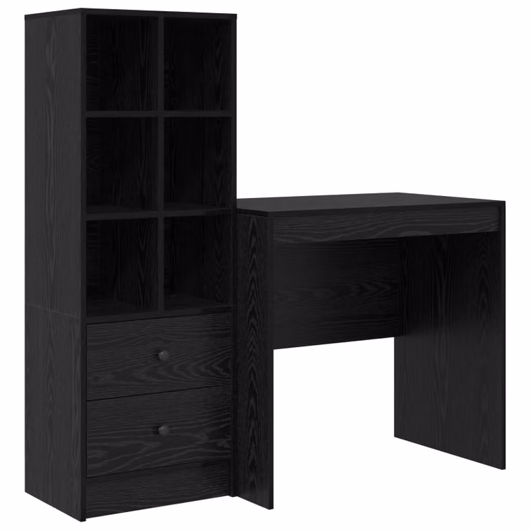 Set de 2 escritorios modernos vidaXL de madera en color roble y negro, An/P/Al: 125,5 x 50 x 127 cm
