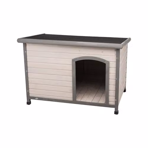 Caseta para perros TRIXIE Classic de madera lacada en color gris con techo removible y resistente a la intemperie An/P/Al: 72 x 68 x 72 cm
