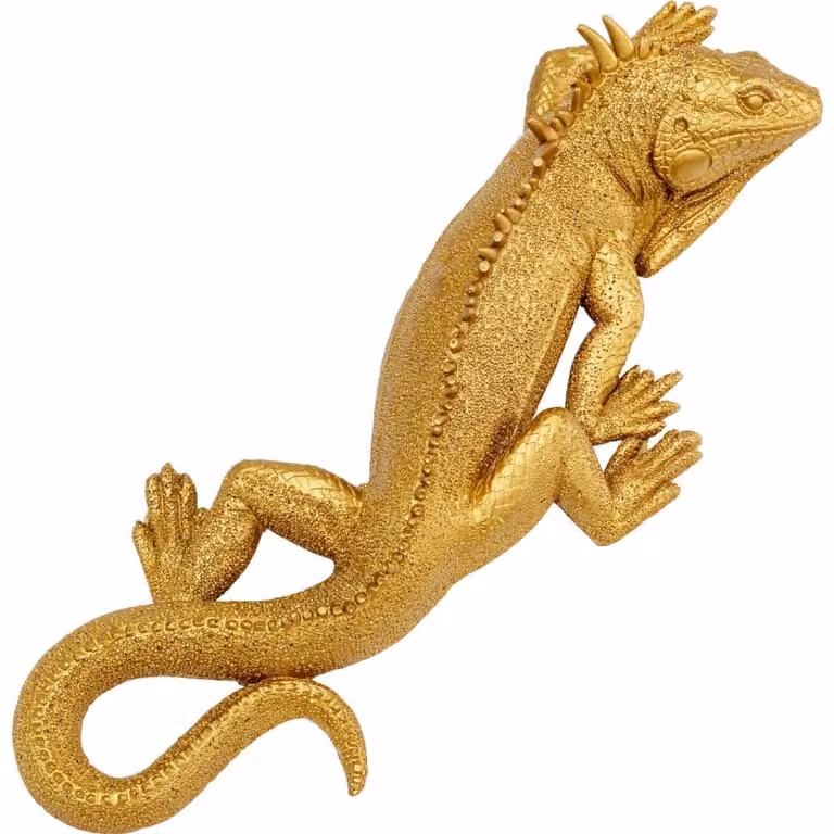 Decoración de pared de iguana Kare Design en color dorado de poliresina An/Al: 31 cm