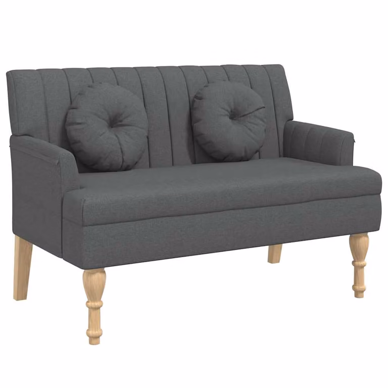 vidaXL Banco con cojines de tela gris oscuro An/P/Al: 113 x 64,5 x 75,5 cm