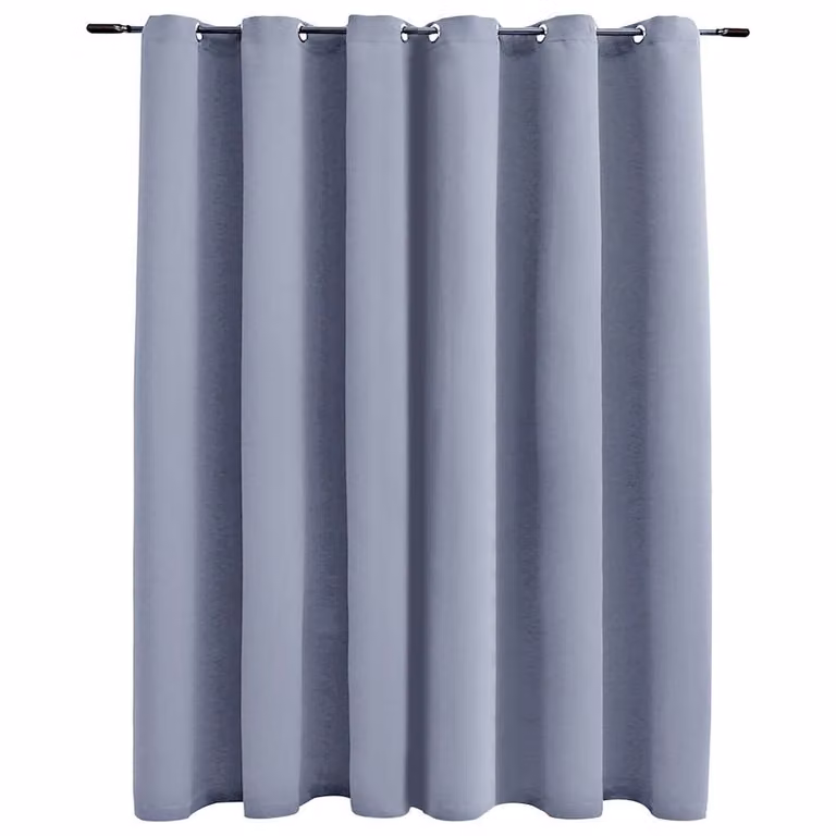 Cortina opaca vidaXL de poliéster con anillas de metal, color gris, An: 290 cm, Al: 245 cm