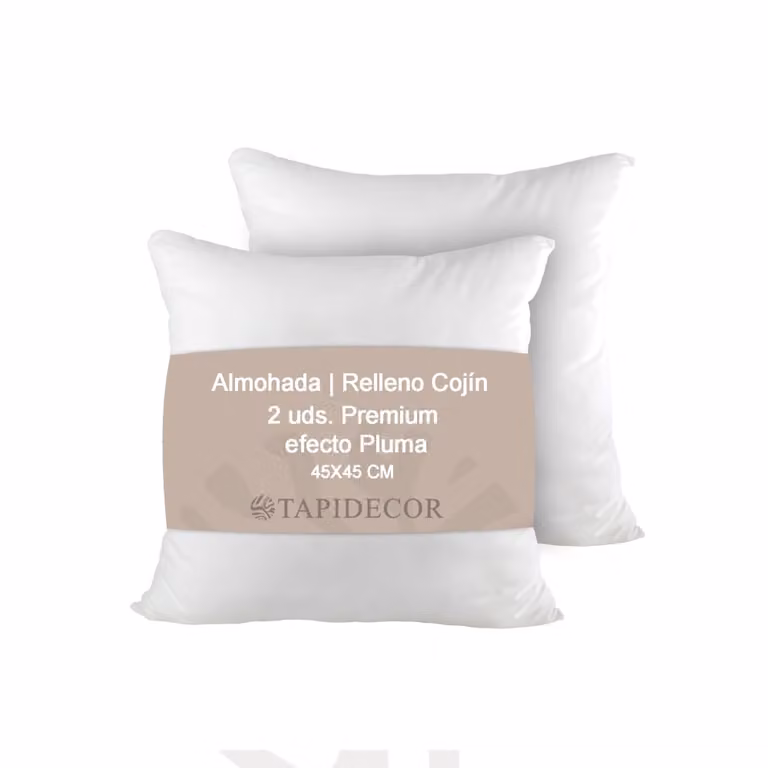 Pack de 2 rellenos de cojín efecto pluma TAPIDECOR blancos, antibacterianos y transpirables, An/An/Al: 45 x 45 x 45 cm