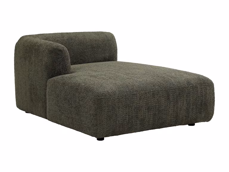 Chaise longue fija izquierda DANEPI en tela bouclé verde con estructura de madera, An/P/Al: 161 x 69 x 45 cm