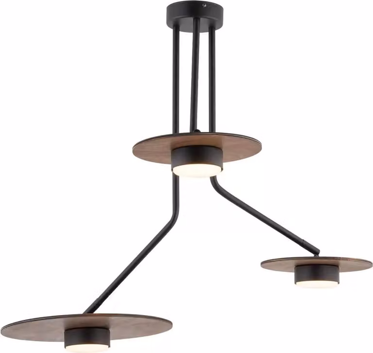 Lámpara de techo moderna DISK III 7644 de Nowodvorski en madera y metal color marrón y negro