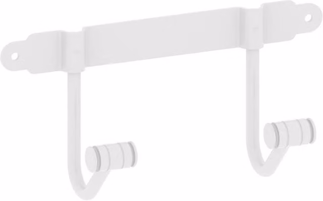 Percha doble de baño Beltrán con gancho en cono estriado de metal en color blanco para atornillar