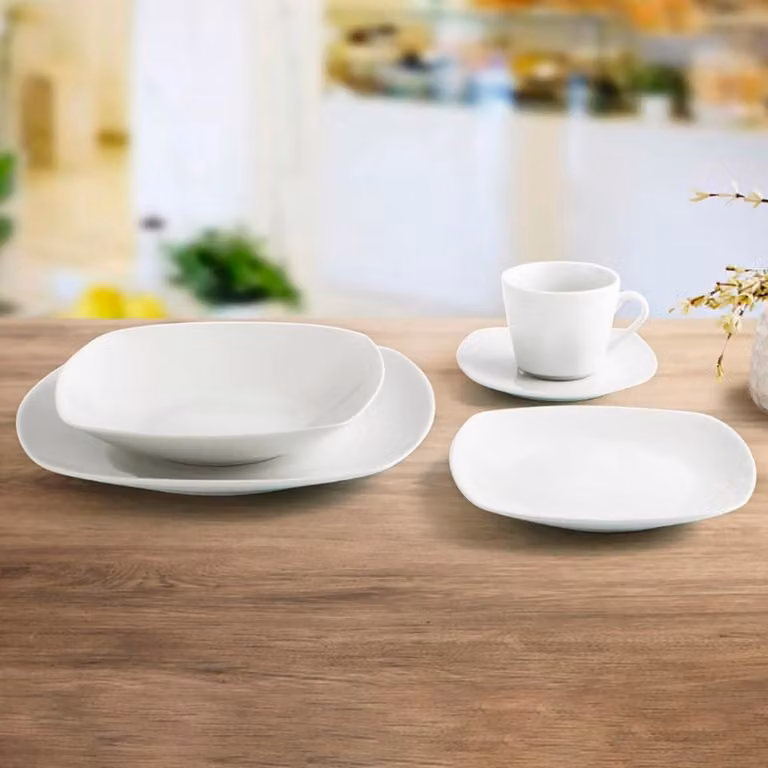 Juego de vajilla de porcelana blanca Quid de 12 piezas para adultos