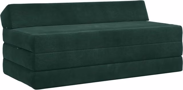 Sofá cama plegable vidaXL en color verde con tapicería de tela, An/P/Al: 120 x 60 x 49 cm