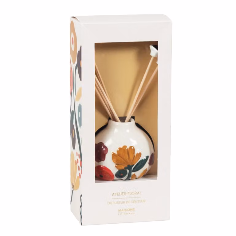 Difusor de varillas Atelier Floral de Maisons du Monde, fragancia fresca de color blanco y multicolor, 60 ml