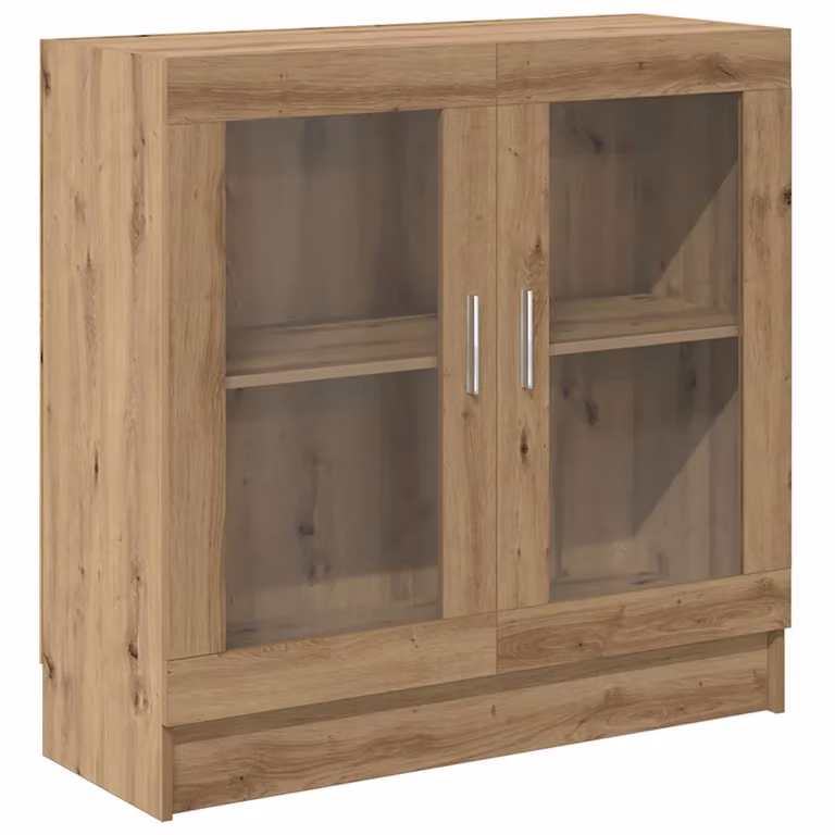 Armario de libros vidaXL de madera y cristal con puertas de vidrio en color marrón roble, An/P/Al: 82,5 x 30,5 x 80 cm