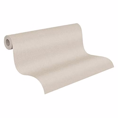 Papel pintado liso New Elegance de A.S. Création en color beige, tejido no tejido, 10,05 x 0,53 m