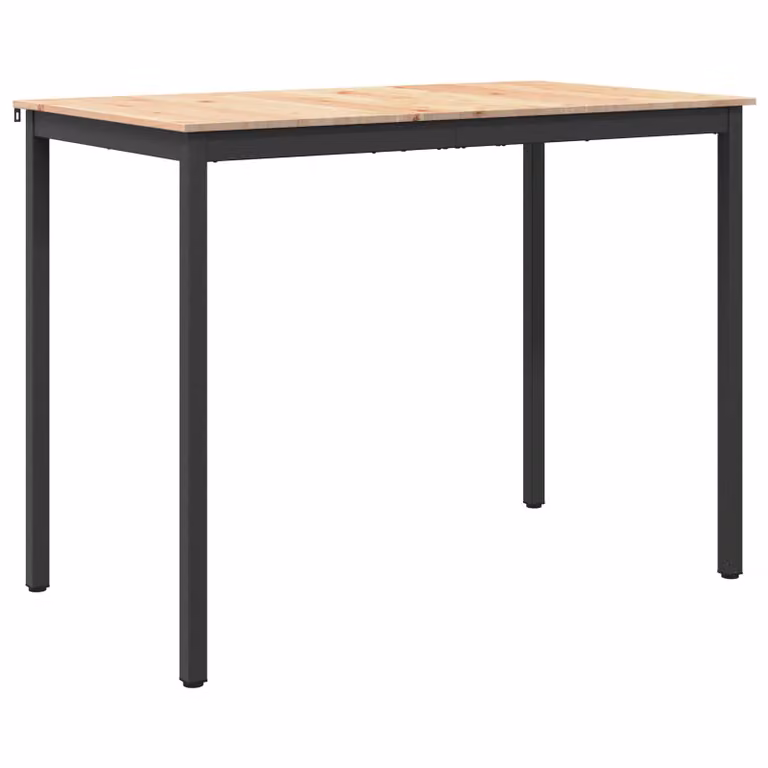 Mesa de bar moderna vidaXL de madera de pino macizo y metal, color marrón, An/P/Al: 140 x 80 x 105 cm