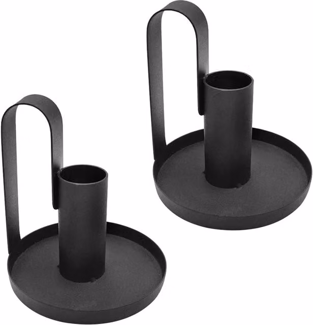 Juego de 2 candelabros retro de metal negro KEABBA para decoración de mesa