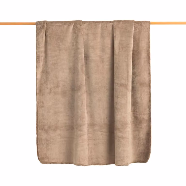 Manta reversible extrasuave de sedalina y sherpa BELUM color beige, An/P: 150 x 200 cm