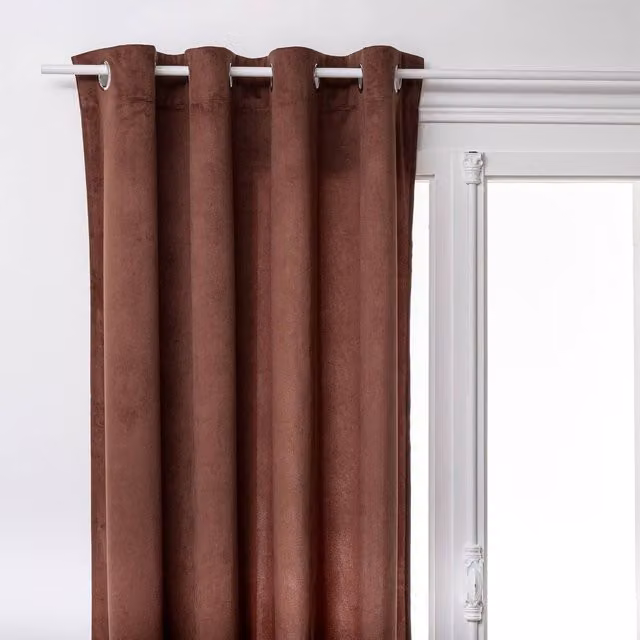 Cortina de terciopelo Lilou de Atmosphera en color marrón Tonka, An: 140 cm, Al: 260 cm