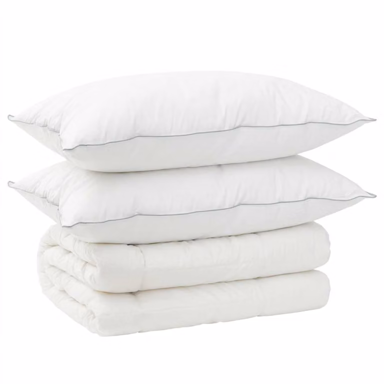Juego de edredón y almohada vidaXL de 3 piezas, modelo 4 estaciones en color blanco, con relleno de lana nueva y microfibra, An/P/Al: 140 x 220 cm