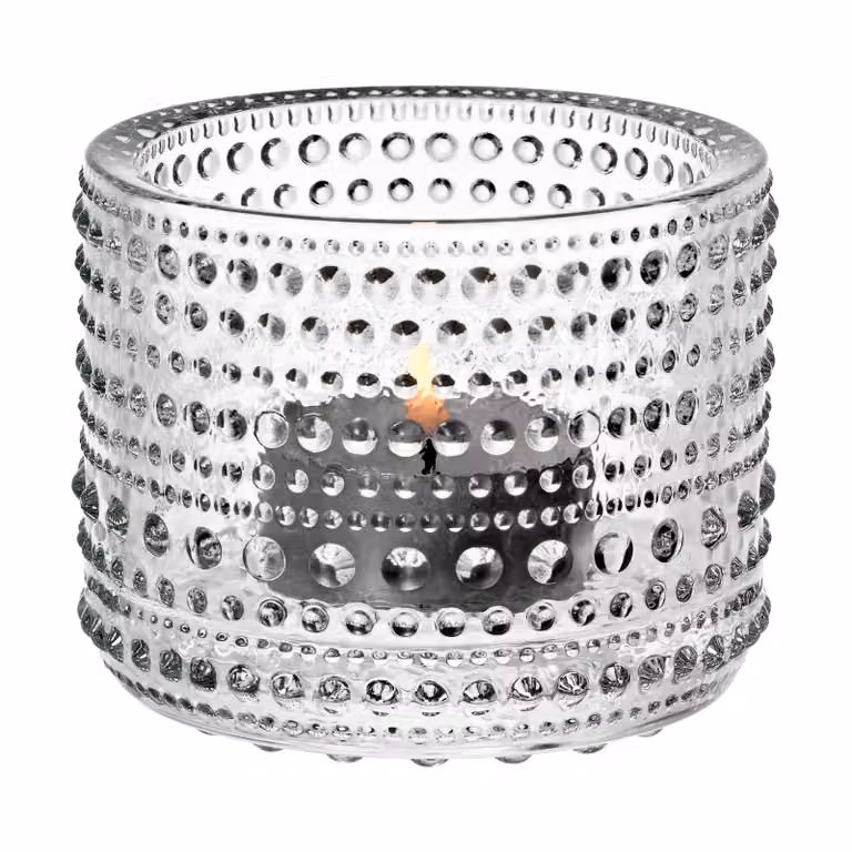 Portavelas de cristal Iittala Kastehelmi transparente para tealight de 6,4 cm