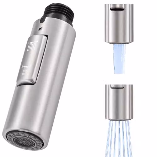 Alcachofa de repuesto para grifo de cocina extraíble KES con 2 modos de salida, acero inoxidable SUS304 acabado cepillado plateado, PFS200-BS