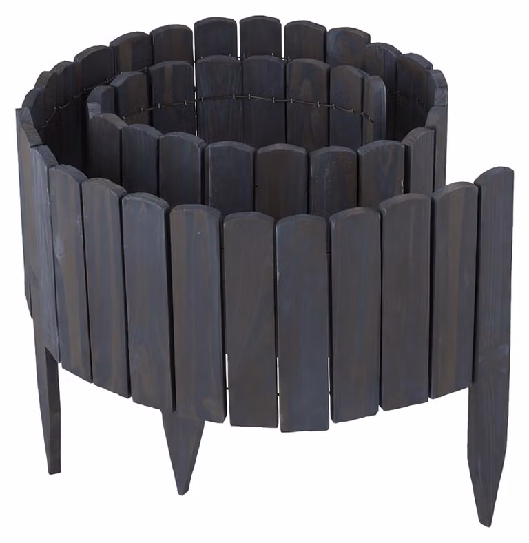 Bordes flexibles para jardín Northix de madera y metal en colores marrón, gris y multicolor para jardín ornamental con An: 200 cm y Al: 40 cm