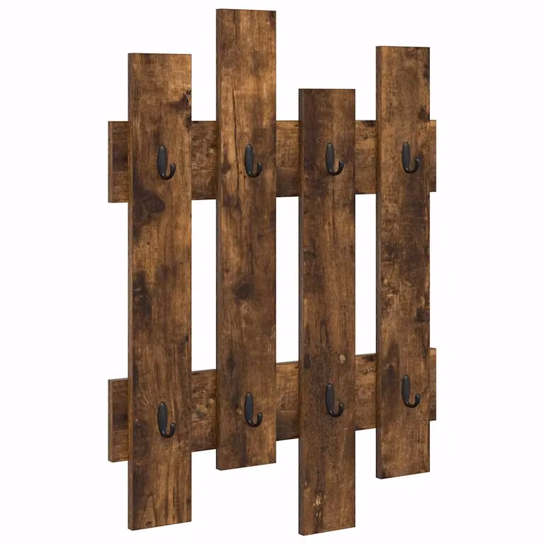 Perchero de pared moderno vidaXL en madera de roble ahumado color marrón mate