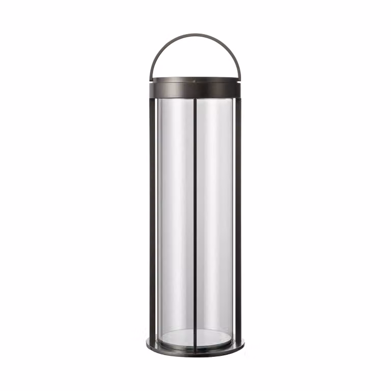 Lámpara LED Mituro de Blomus para exterior y salón, regulable y recargable, color bronce o gris metal