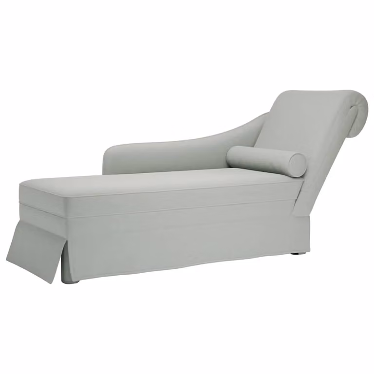 Chaise longue moderna vidaXL en terciopelo gris con respaldo y apoyabrazos derecho An/P/Al: 145 x 70 x 56 cm