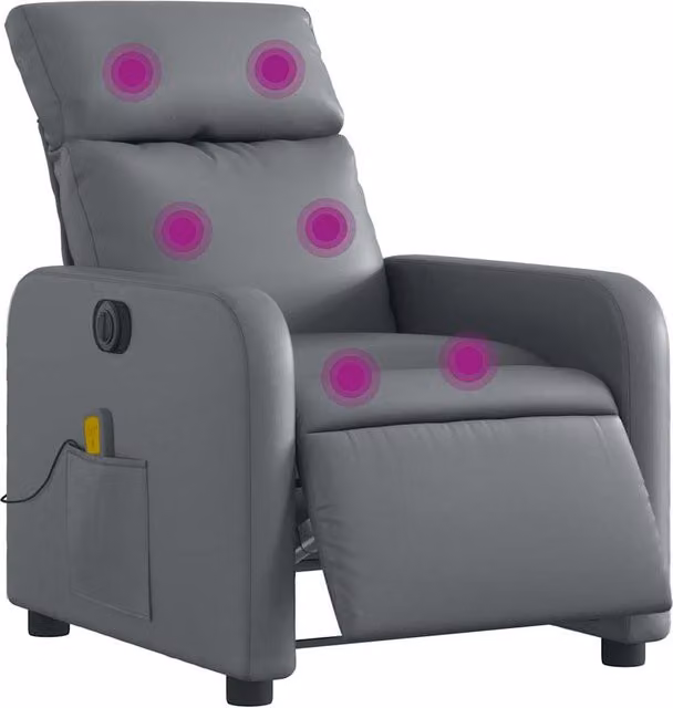 Sillón de masaje reclinable eléctrico SYFAX en cuero sintético gris