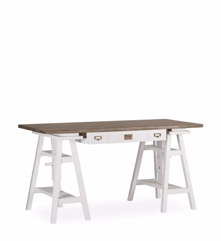 Escritorio de secretario regulable en altura Decorshopping Muebles de madera color blanco y marrón An/P/Al: 150 x 70 x 98 cm