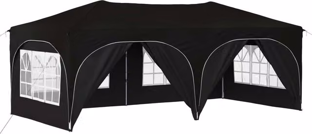 Carpa plegable para fiestas SYFAX en color negro con estructura de metal, An/P/Al: 575 x 288 x 245 cm