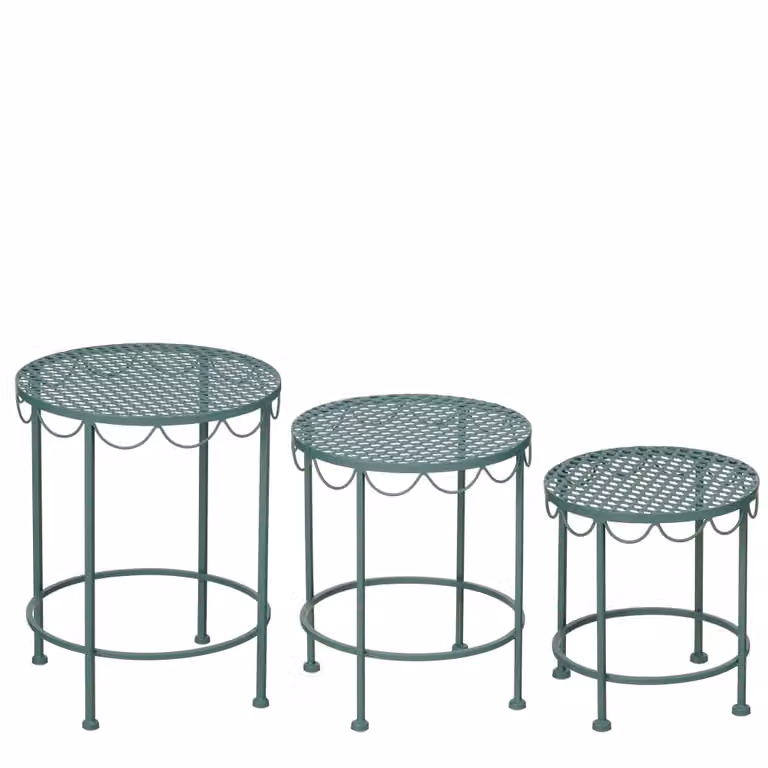 Mesa de plantas Marseille de Mica Decorations en metal verde mate, An/P/Al: 35 x 35 x 43 cm