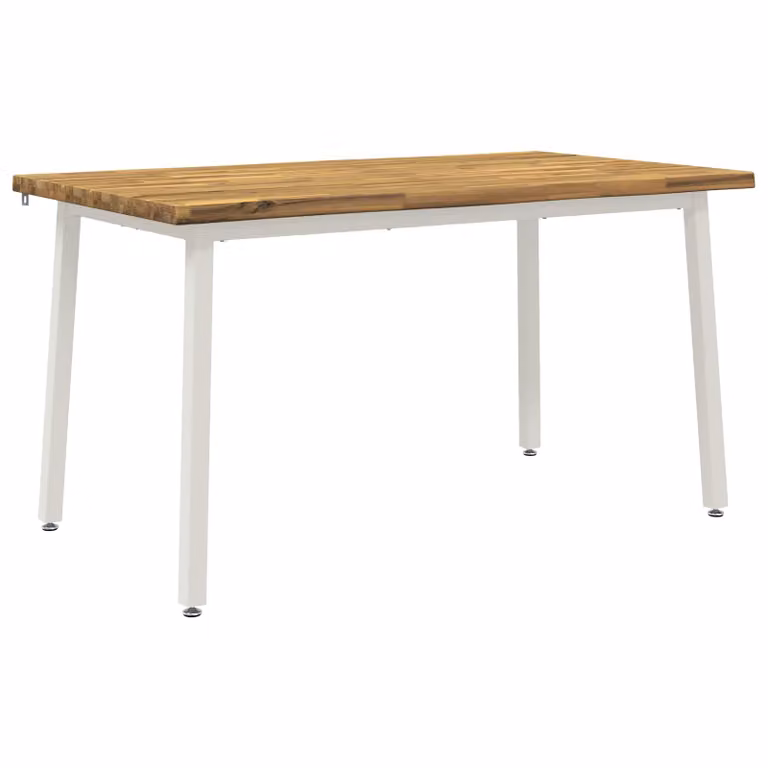 Mesa rectangular moderna vidaXL de madera de acacia sólida y metal en color blanco An/P/Al: 120 x 90 x 75 cm