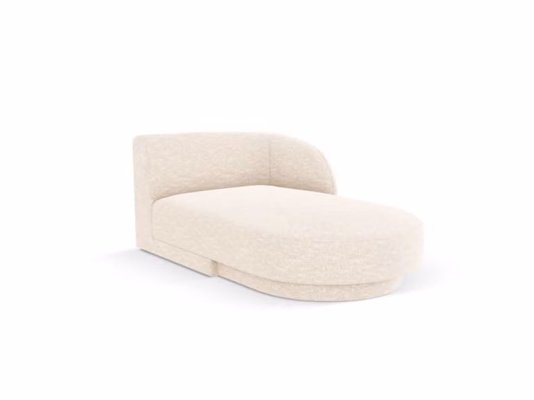 Sofá chaise longue en forma de L Micadoni Home con tejido de chenilla en color beige claro y diseño moderno de ángulo derecho