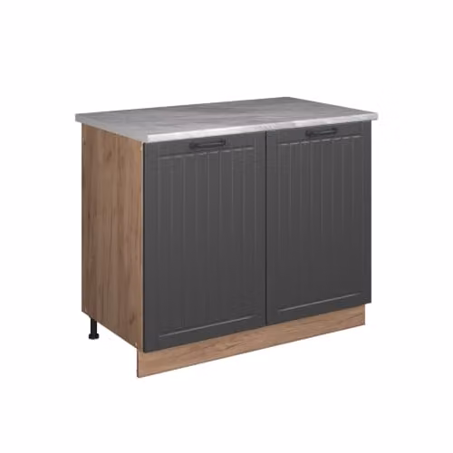 Mueble bajo para fregadero Vicco Fame-Line Gris Oscuro y Roble Dorado An: 100 cm, Al: 82 cm, P: 51,6 cm