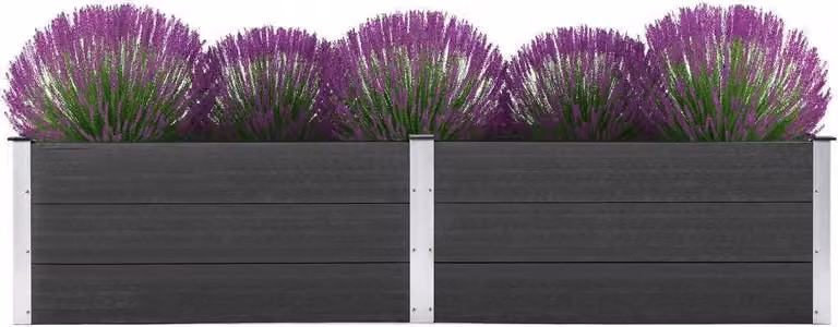 Arriate elevado Syfax de WPC y acero en color gris, An/P/Al: 250 x 100 x 54 cm