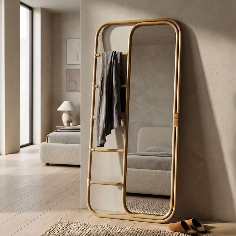 Espejo de pie Mauro Ferretti de metal color marrón con diseño rectangular minimalista An/P/Al: 77,5 x 3,3 x 151 cm