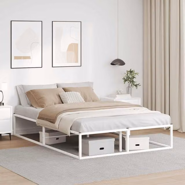 Estructura de cama de metal Maison Exclusive en color blanco de 140 x 200 cm