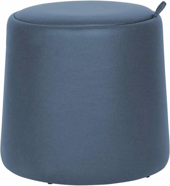 Puf taburete con almacenaje Mobili Rebecca Ranunculus azul de estilo moderno con acabado en piel sintética y madera MDF An/P/Al: 45 x 45 x 42 cm