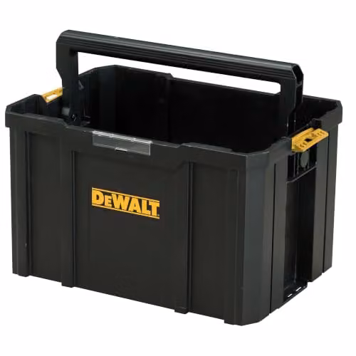 Caja de herramientas apilable DeWalt TSTAK Tote en color amarillo y negro