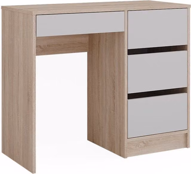 Escritorio Vicco Sherry para ordenador en blanco y beige con cajonera, An: 90 cm, P: 40 cm, Al: 75 cm