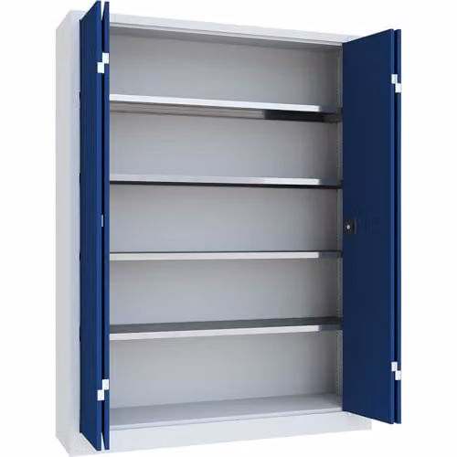 Armario de puertas plegables Certeo en metal gris y azul, An/P/Al: 150 x 40 x 195 cm
