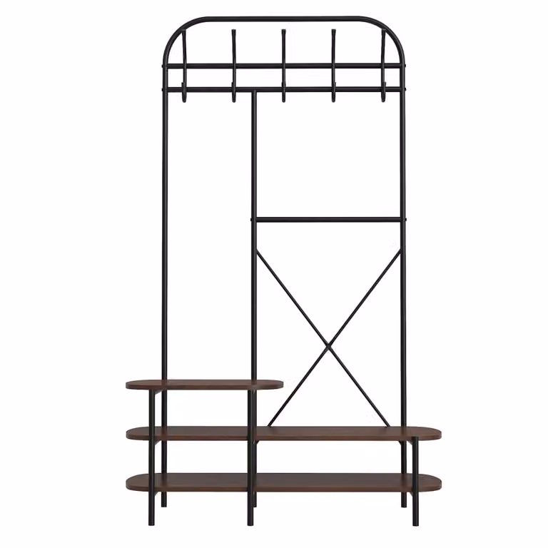 Vestidor de estilo industrial Nordlys en madera y metal marrón para tu dormitorio
