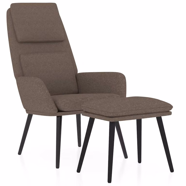 Sillón de relax vidaXL con reposapiés de tela en color gris taupé y estructura de metal y MDF