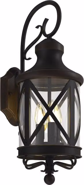 Aplique de exterior Lucande Marcellino en metal y cristal color marrón, lámpara de pared clásica con tecnología LED y regulable para jardín, terraza o balcón