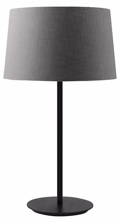 Lámpara de mesa moderna Rossini Illuminazione en color negro y gris con pantalla cónica de tela y estructura de metal, casquillo E27 e IP20