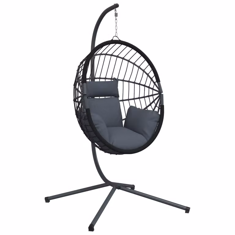 Silla colgante huevo vidaXL con soporte de ratán y acero antracita y cojines incluidos