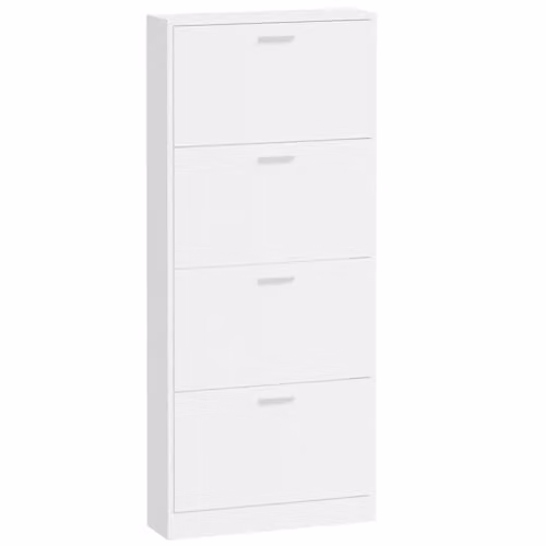 Armario zapatero Helloshop26 moderno con acabado brillante en color blanco para pasillo, salón o dormitorio, An/P/Al: 59 x 17 x 150 cm