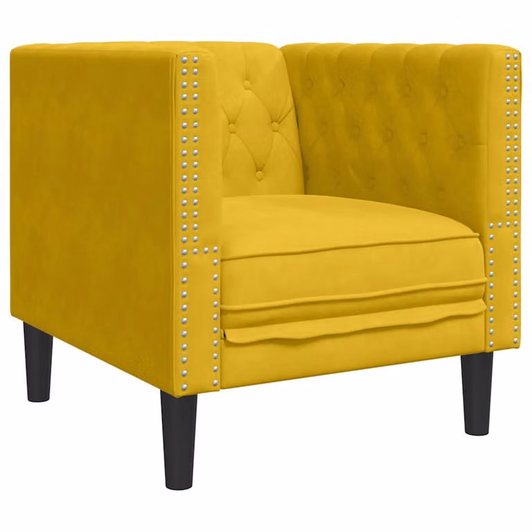 Sillón Chesterfield de terciopelo amarillo vidaXL