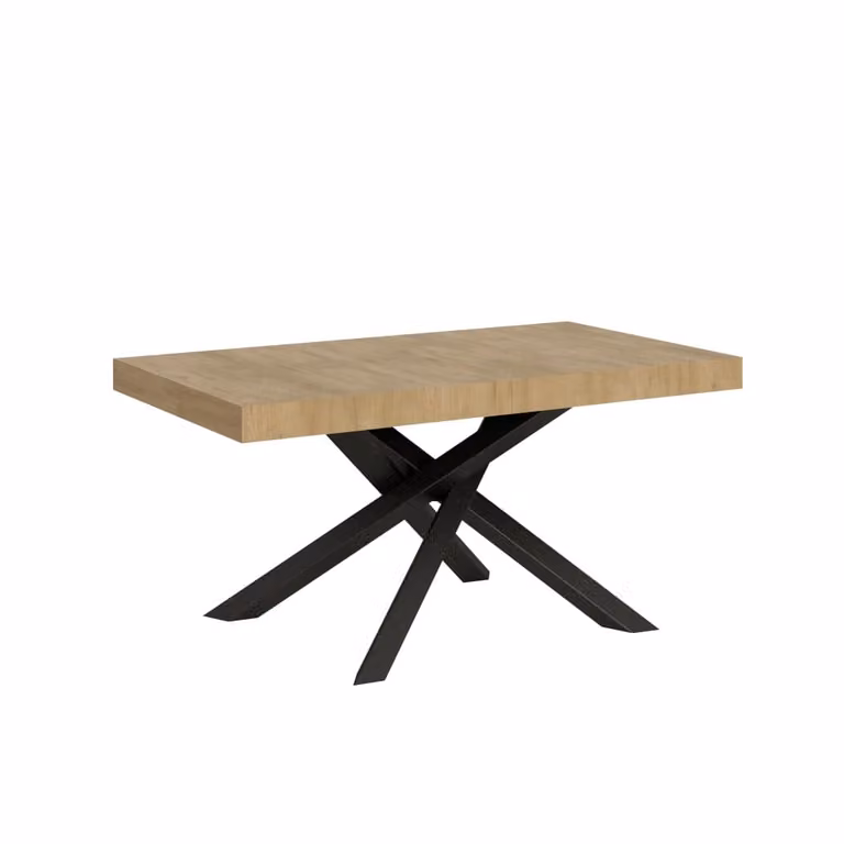 Mesa extensible Itamoby rectangular de roble y metal en color marrón y antracita An/P/Al: 90 x 160 x 77 cm